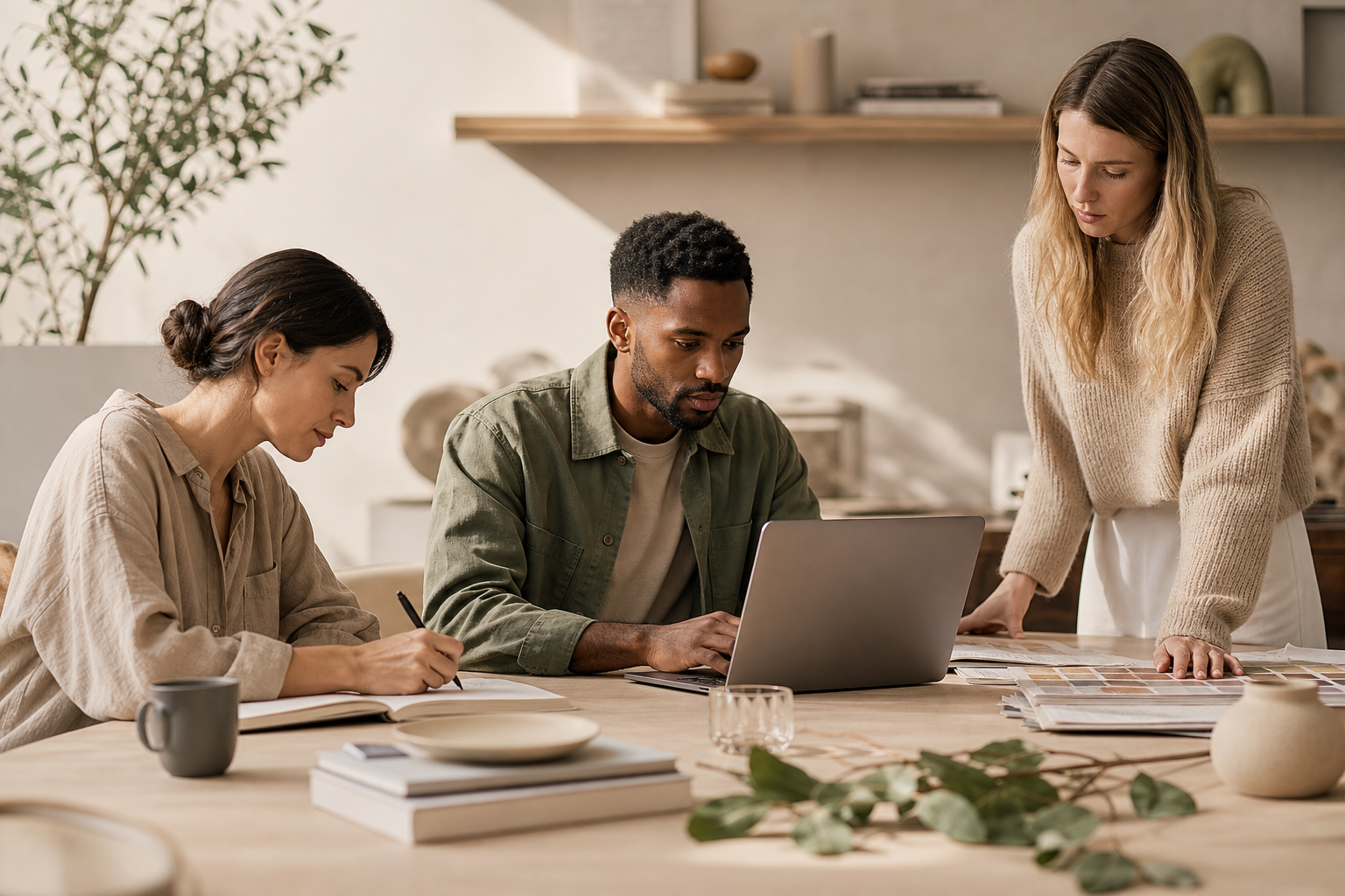 Team collaborating in a bright modern studio